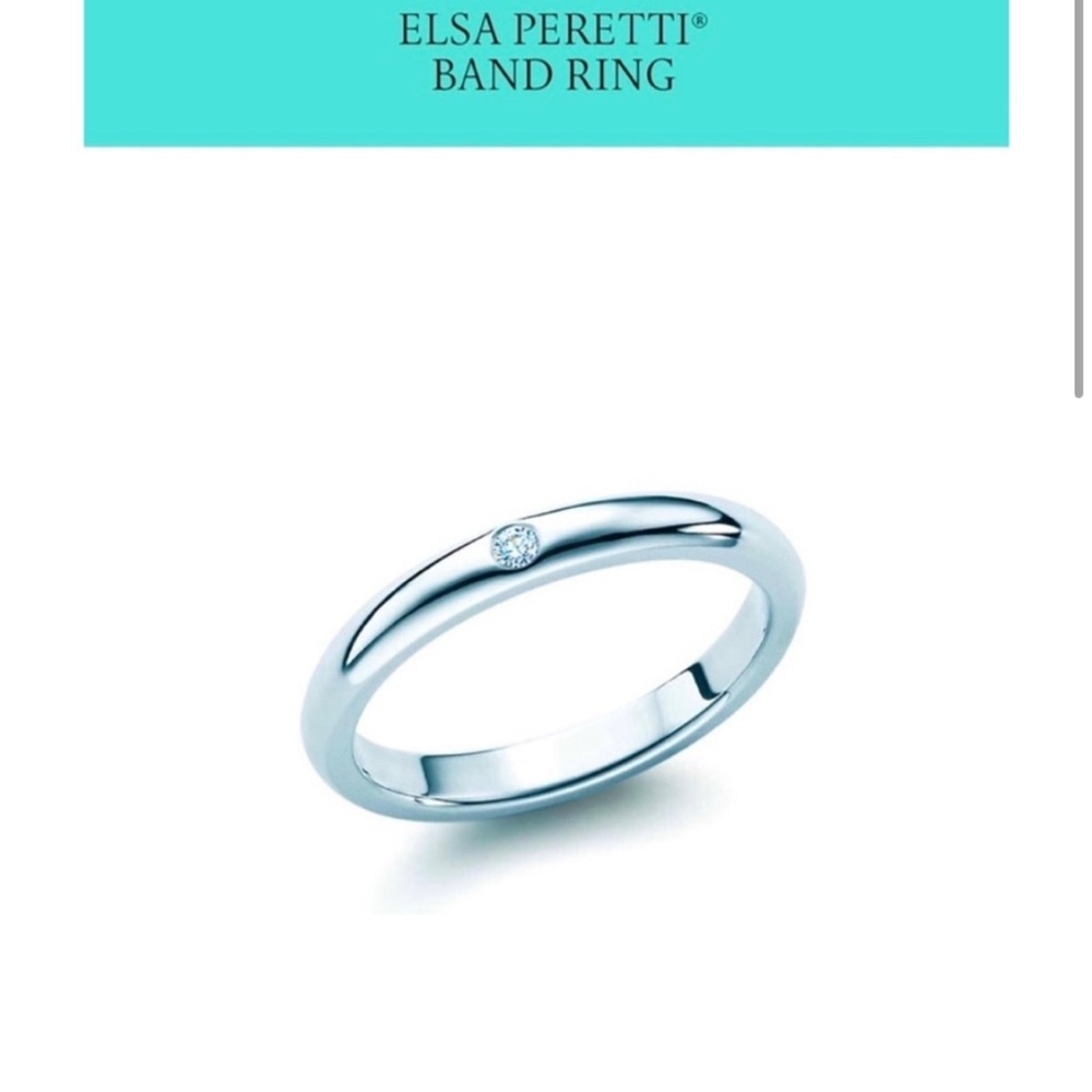 Tiffany & Co. Elsa Peretti Silver 925 Band with Diamond, excellent qualitySize 6
